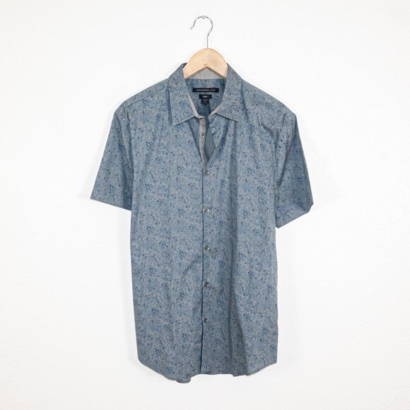 John Varvatos Luxe Button up Shirt floral print Blue Grey size Medium - Picture 1 of 6